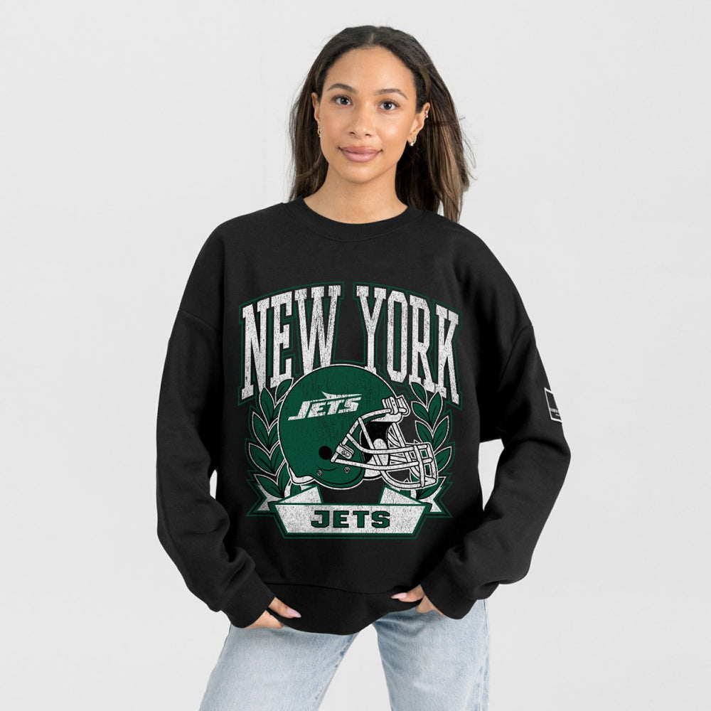New York Jets  Gameday Couture Women's Oversized Victory Lane Black Label Premium Fleece Sweatshirt