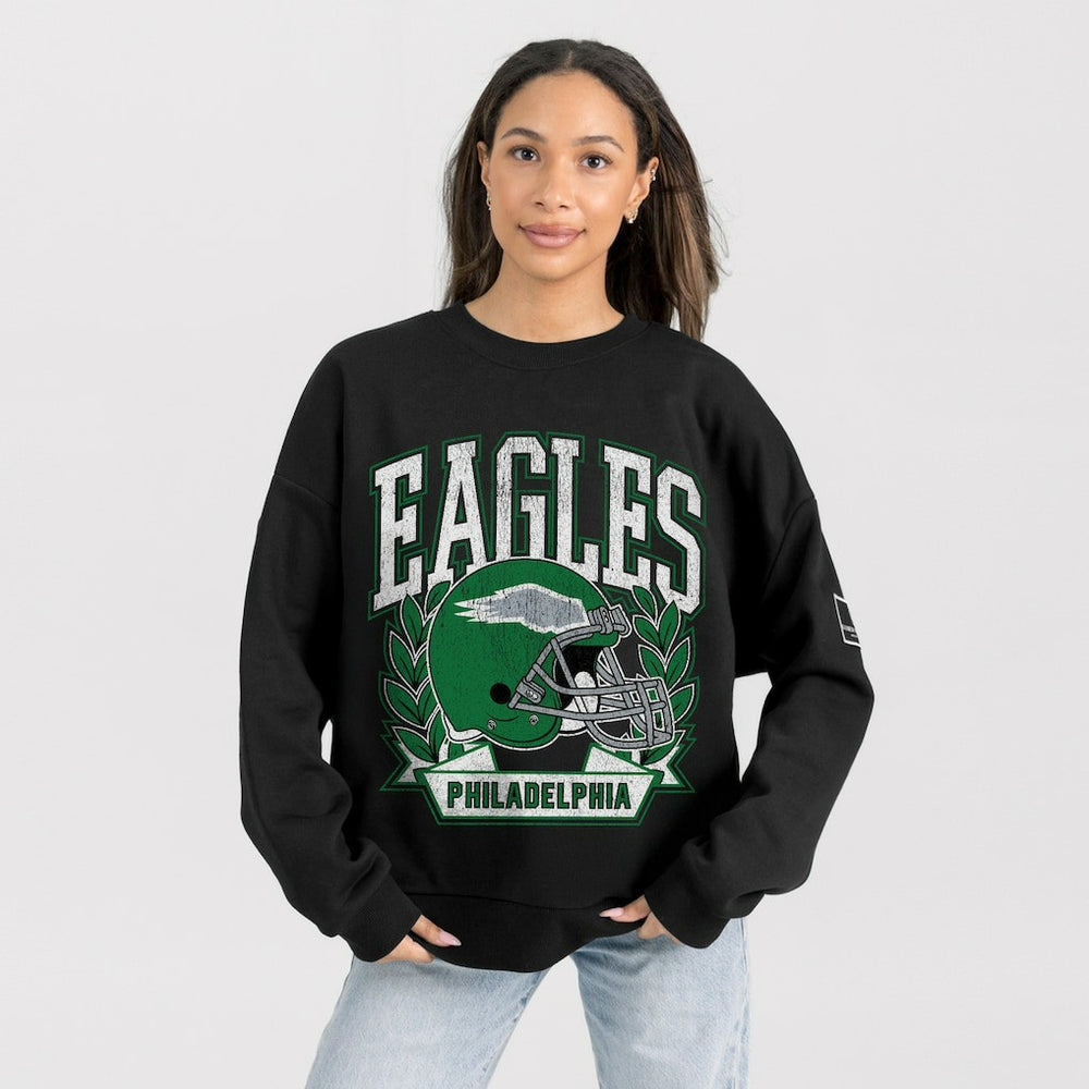 Philadelphia Eagles  Gameday Couture Women's Oversized Victory Lane Black Label Premium Fleece Sweatshirt