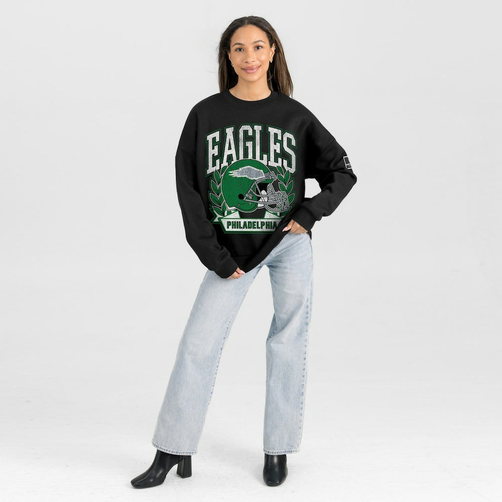 Philadelphia Eagles  Gameday Couture Women's Oversized Victory Lane Black Label Premium Fleece Sweatshirt