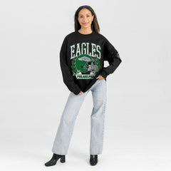 Philadelphia Eagles  Gameday Couture Women's Oversized Victory Lane Black Label Premium Fleece Sweatshirt