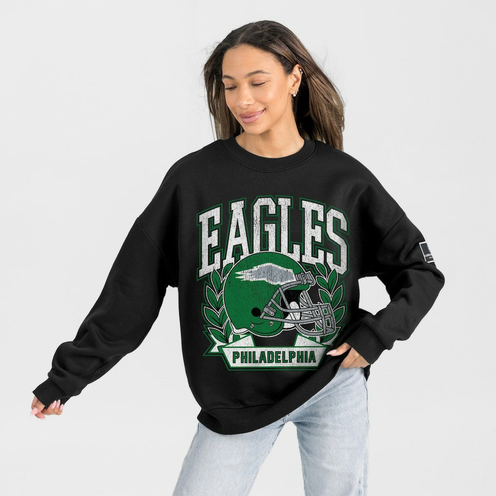 Philadelphia Eagles  Gameday Couture Women's Oversized Victory Lane Black Label Premium Fleece Sweatshirt