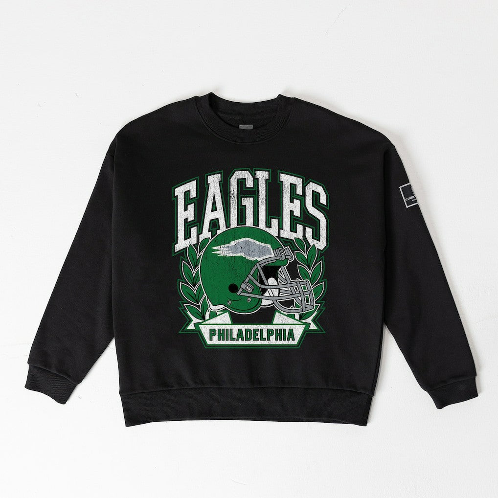 Philadelphia Eagles  Gameday Couture Women's Oversized Victory Lane Black Label Premium Fleece Sweatshirt