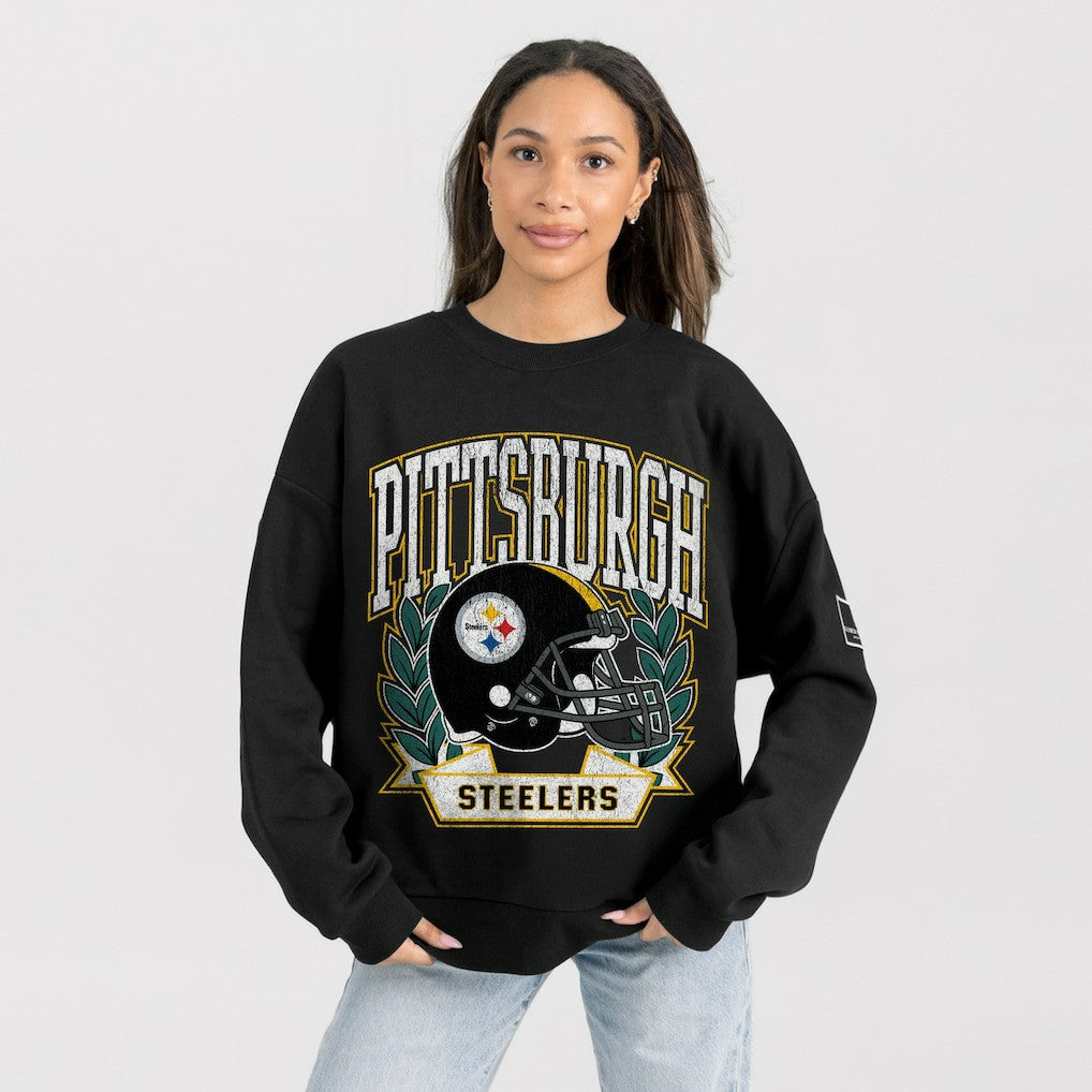Pittsburgh Steelers  Gameday Couture Women's Oversized Victory Lane Black Label Premium Fleece Sweatshirt