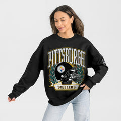 Pittsburgh Steelers  Gameday Couture Women's Oversized Victory Lane Black Label Premium Fleece Sweatshirt