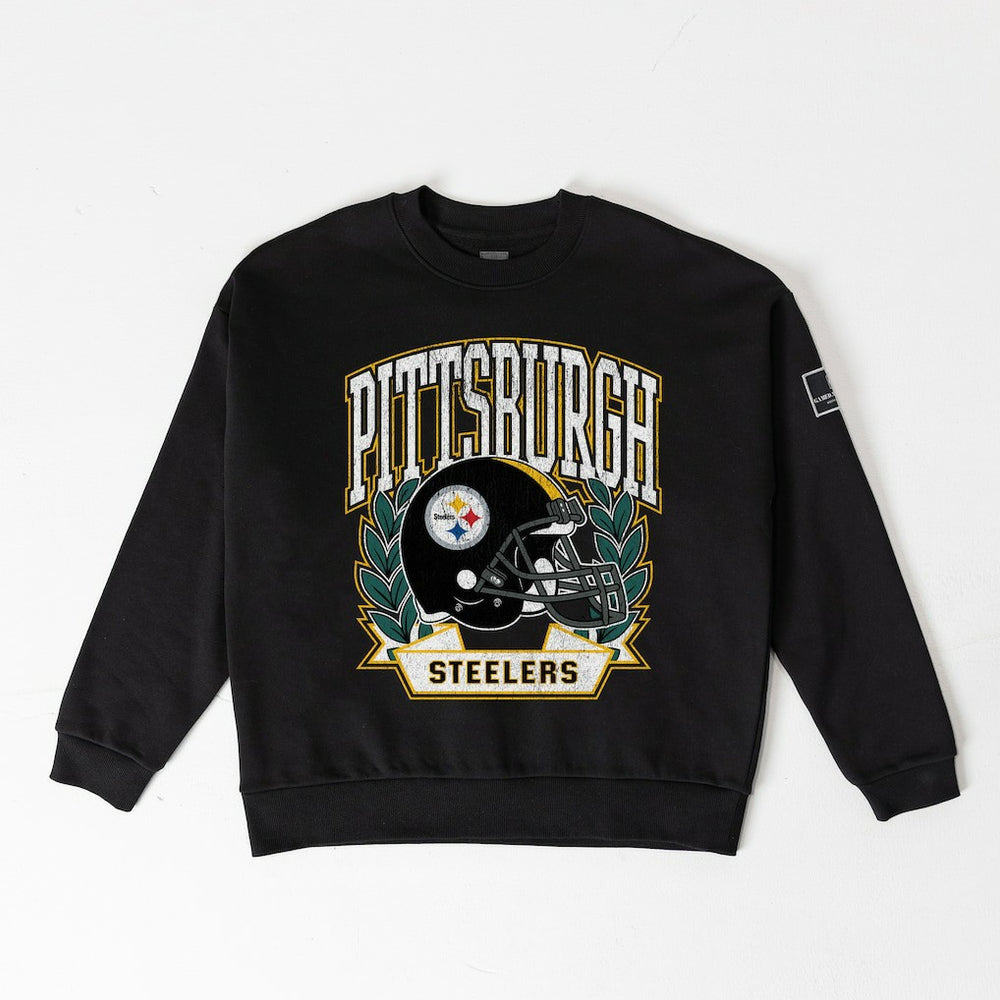 Pittsburgh Steelers  Gameday Couture Women's Oversized Victory Lane Black Label Premium Fleece Sweatshirt