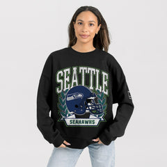 Seattle Seahawks  Gameday Couture Women's Oversized Victory Lane Black Label Premium Fleece Sweatshirt