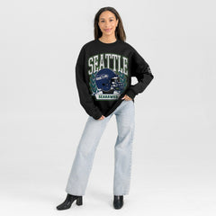 Seattle Seahawks  Gameday Couture Women's Oversized Victory Lane Black Label Premium Fleece Sweatshirt