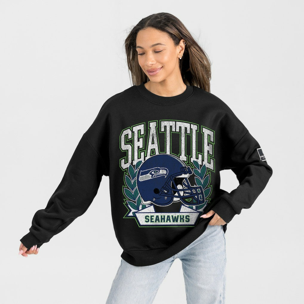 Seattle Seahawks  Gameday Couture Women's Oversized Victory Lane Black Label Premium Fleece Sweatshirt