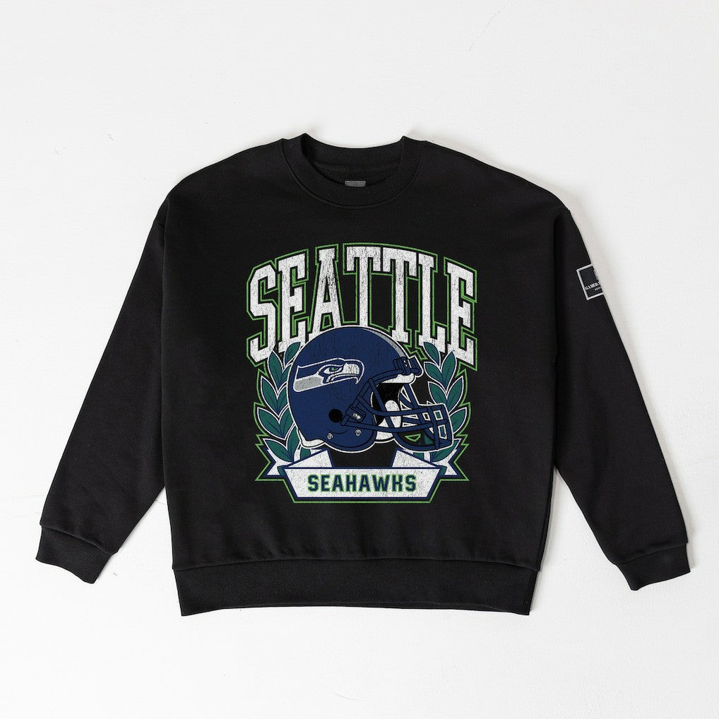 Seattle Seahawks  Gameday Couture Women's Oversized Victory Lane Black Label Premium Fleece Sweatshirt