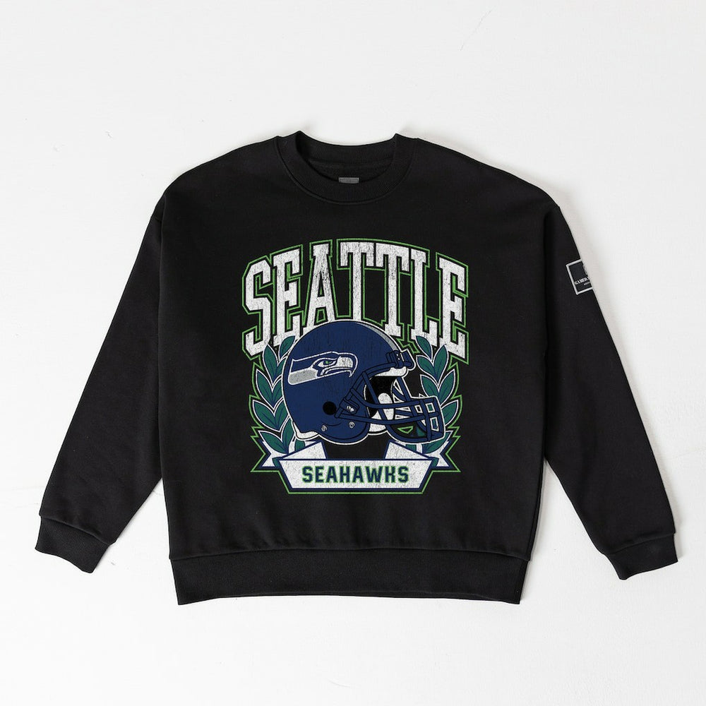Seattle Seahawks  Gameday Couture Women's Oversized Victory Lane Black Label Premium Fleece Sweatshirt