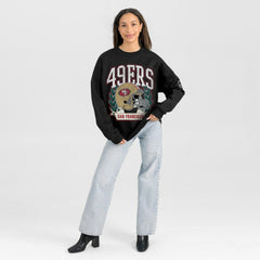 San Francisco 49ers  Gameday Couture Women's Oversized Victory Lane Black Label Premium Fleece Sweatshirt