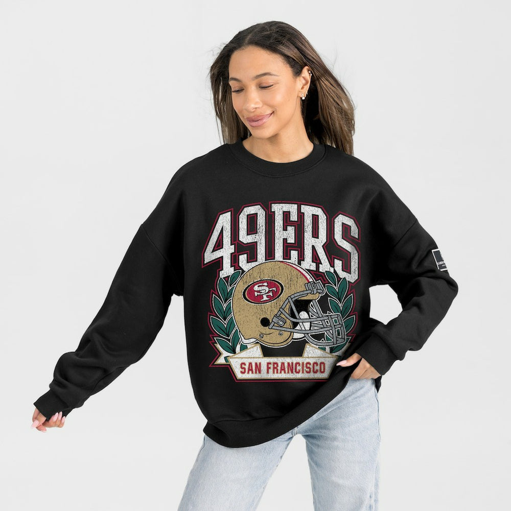 San Francisco 49ers  Gameday Couture Women's Oversized Victory Lane Black Label Premium Fleece Sweatshirt