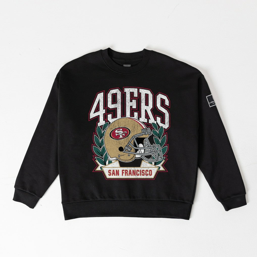 San Francisco 49ers  Gameday Couture Women's Oversized Victory Lane Black Label Premium Fleece Sweatshirt
