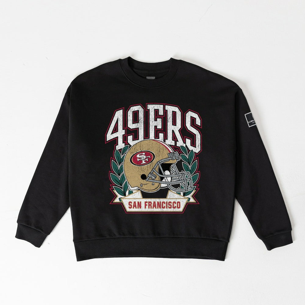 San Francisco 49ers  Gameday Couture Women's Oversized Victory Lane Black Label Premium Fleece Sweatshirt