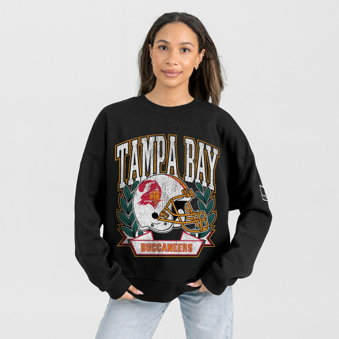 Tampa Bay Buccaneers  Gameday Couture Women's Oversized Victory Lane Black Label Premium Fleece Sweatshirt