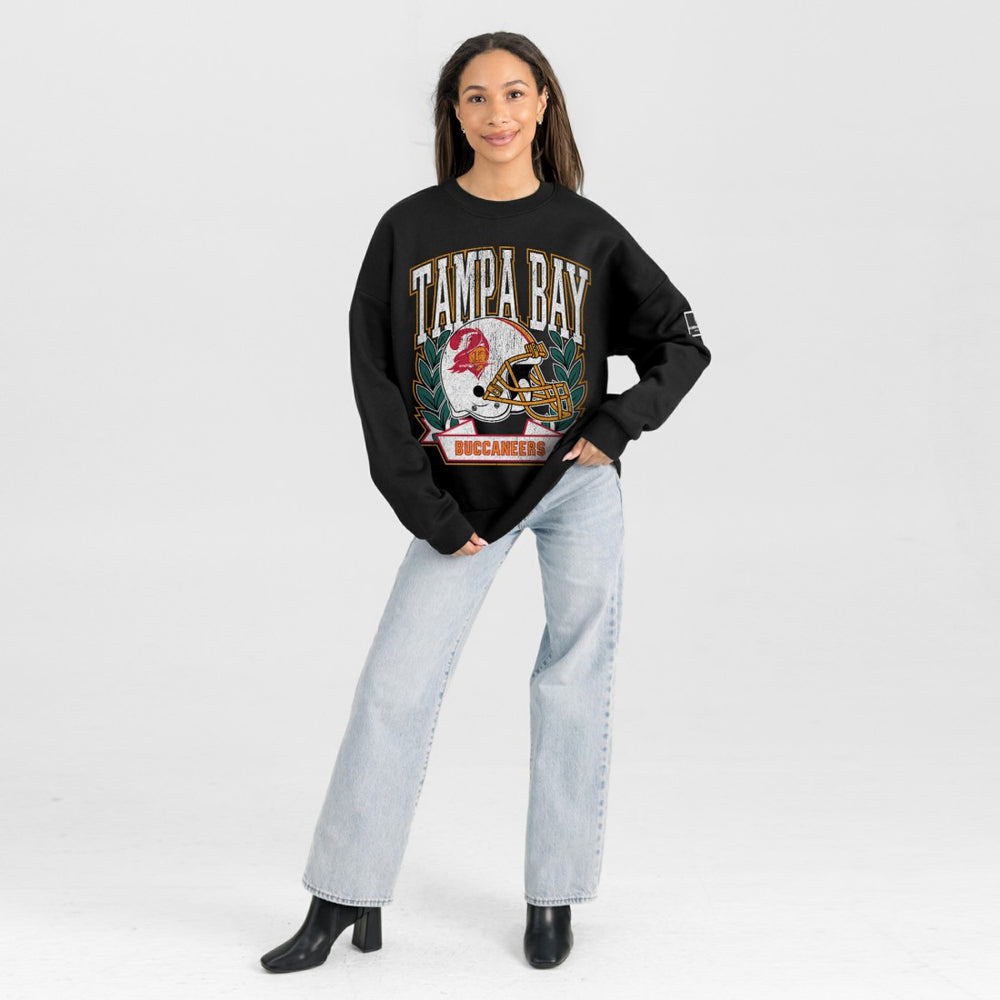 Tampa Bay Buccaneers  Gameday Couture Women's Oversized Victory Lane Black Label Premium Fleece Sweatshirt