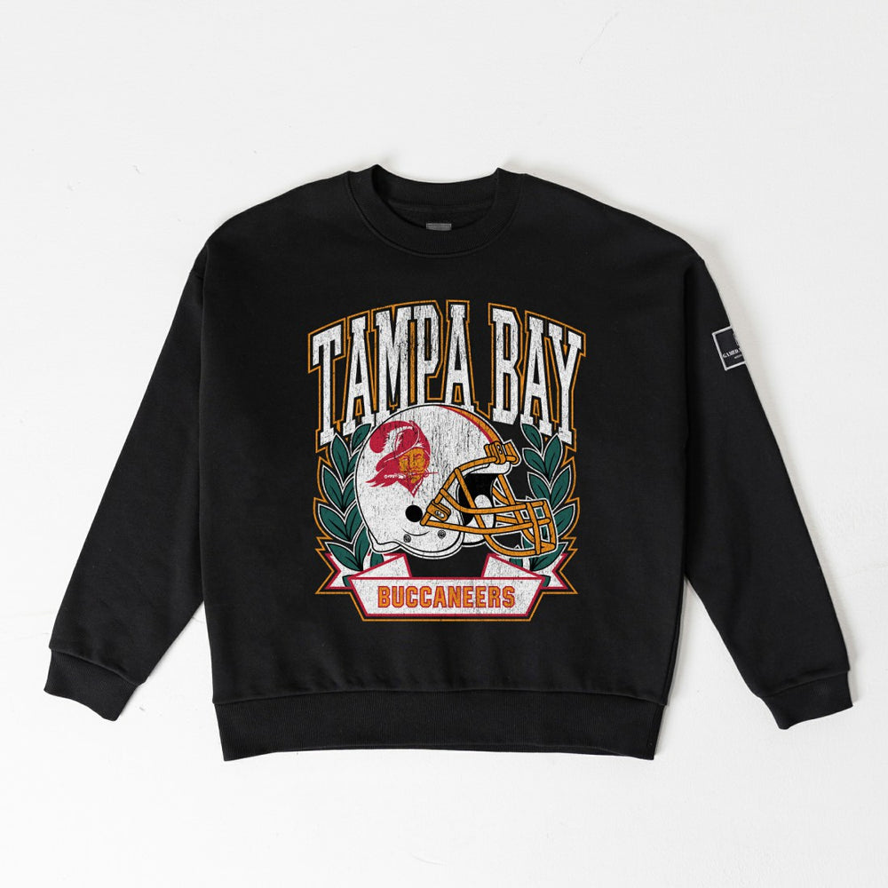 Tampa Bay Buccaneers  Gameday Couture Women's Oversized Victory Lane Black Label Premium Fleece Sweatshirt