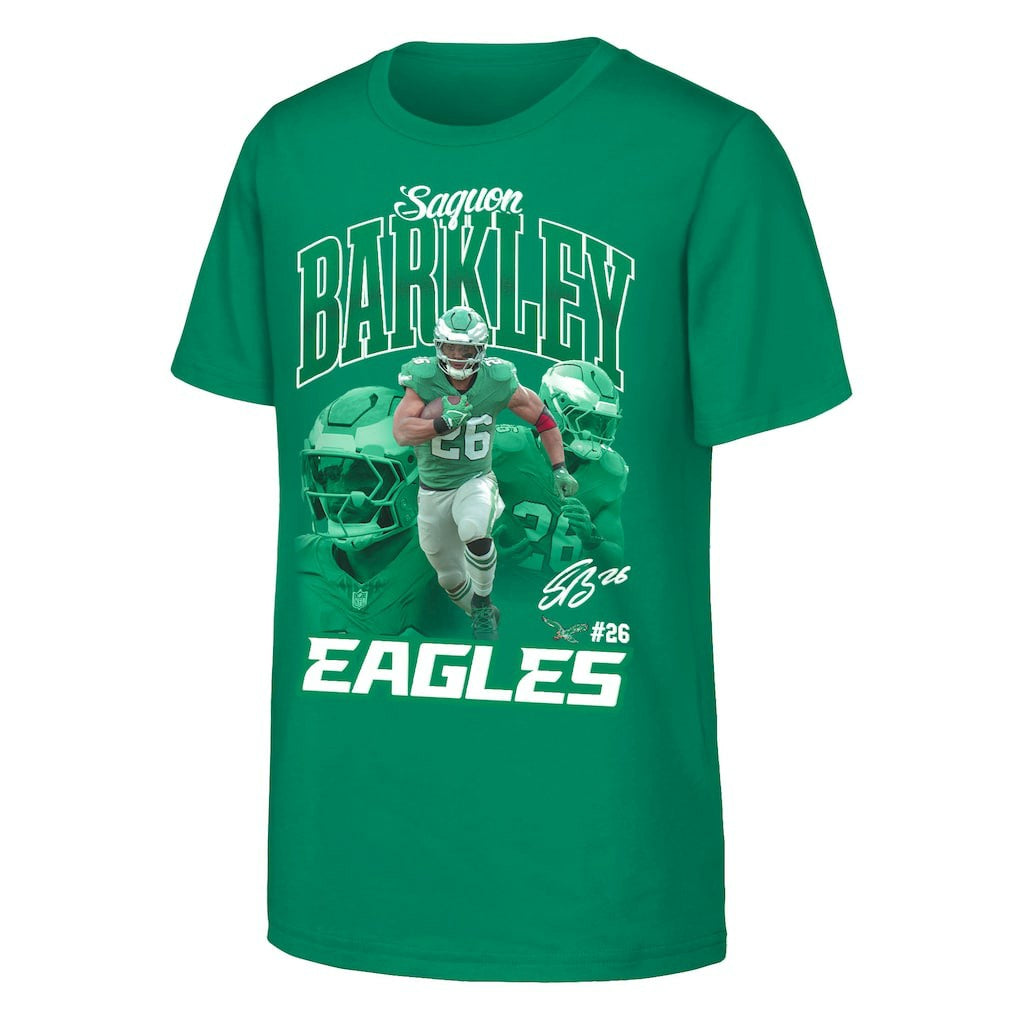 Philadelphia Eagles  Saquon Barkley  Outerstuff Youth Triple Pic T-Shirt