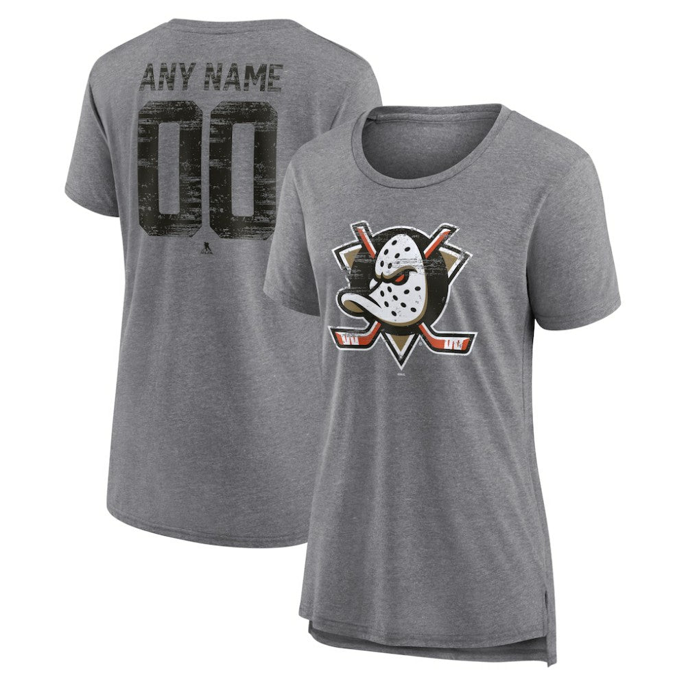 Anaheim Ducks Women's Heritage Custom Tri-Blend T-Shirt On Sale