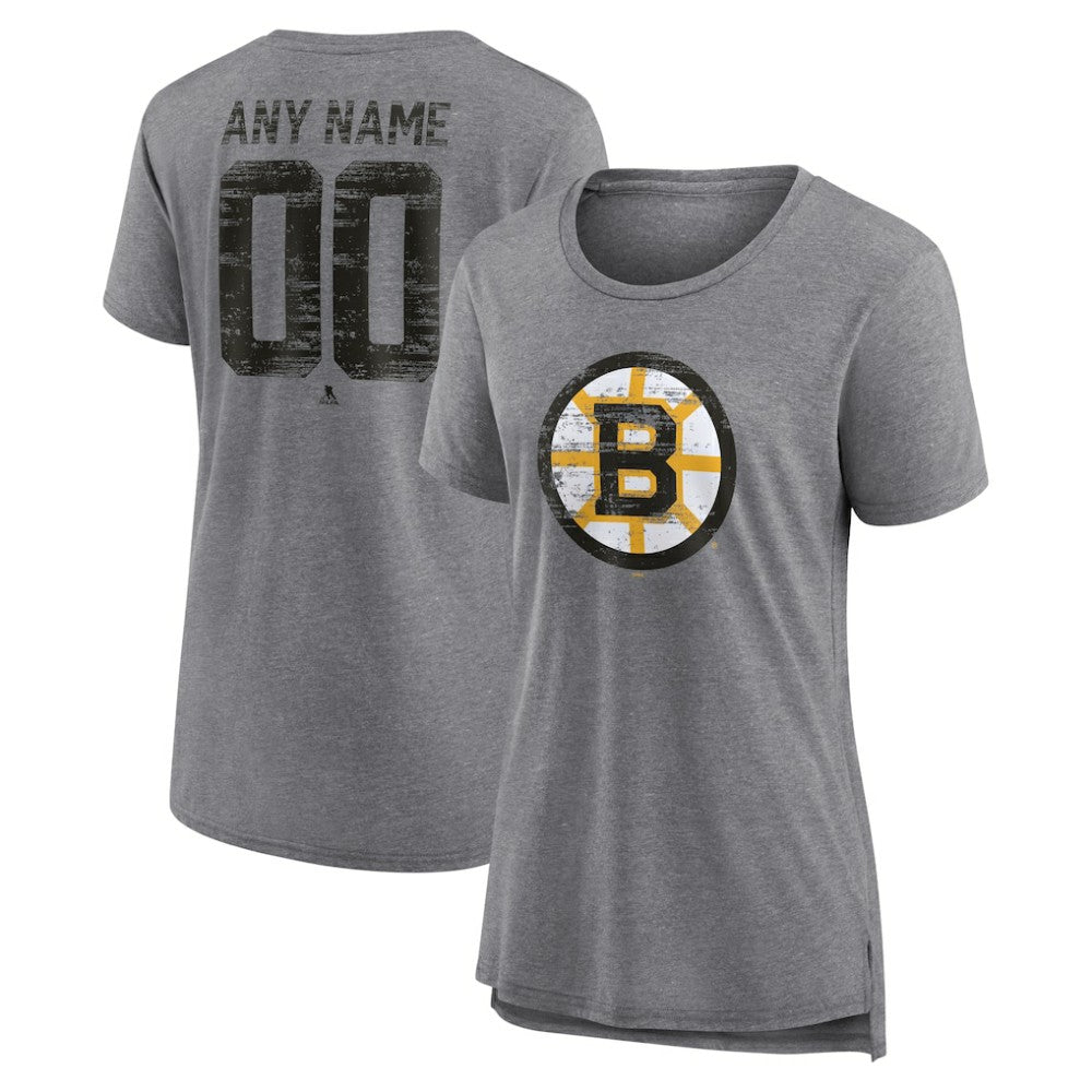 Boston Bruins Women's Heritage Custom Tri-Blend T-Shirt For Sale