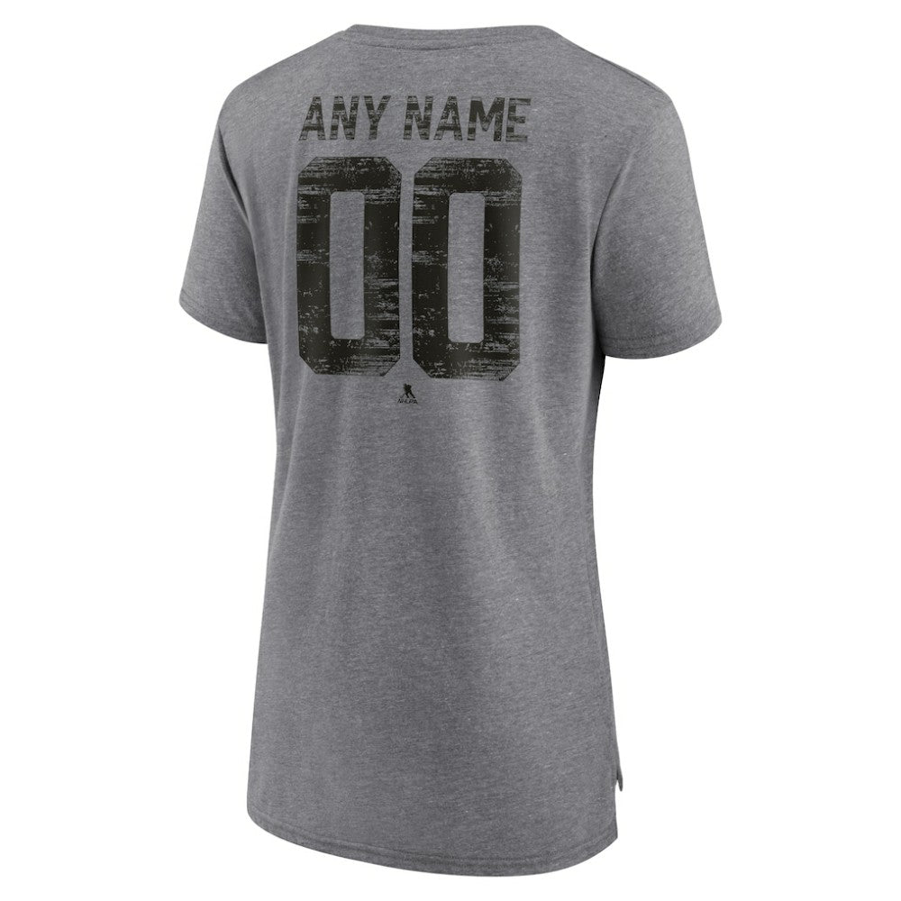 Calgary Flames Women's Heritage Custom Tri-Blend T-Shirt Outlet
