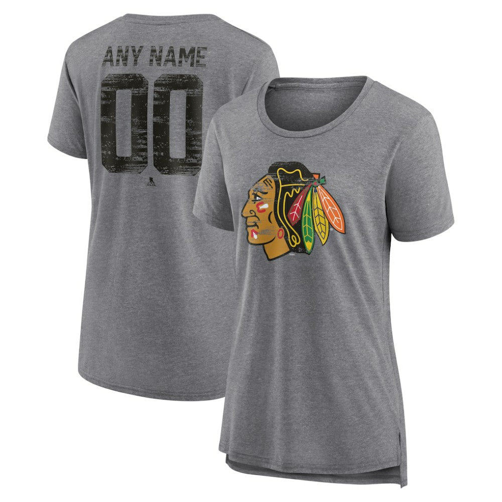 Chicago Blackhawks Women's Heritage Custom Tri-Blend T-Shirt On Sale