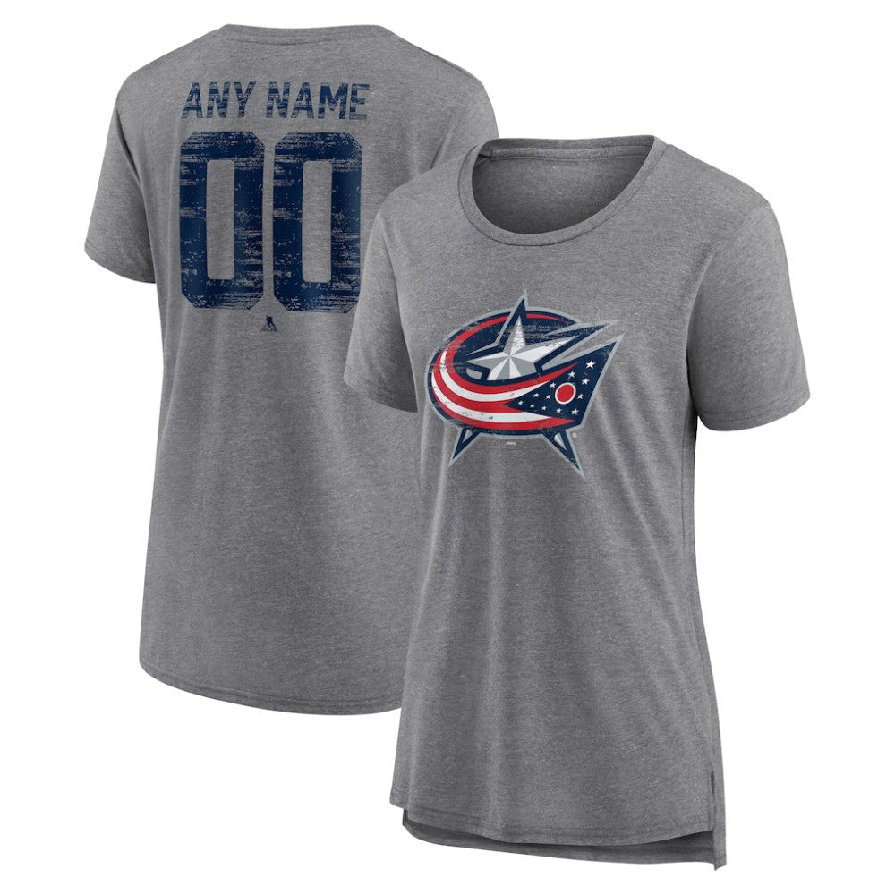 Columbus Blue Jackets Women's Heritage Custom Tri-Blend T-Shirt For Sale