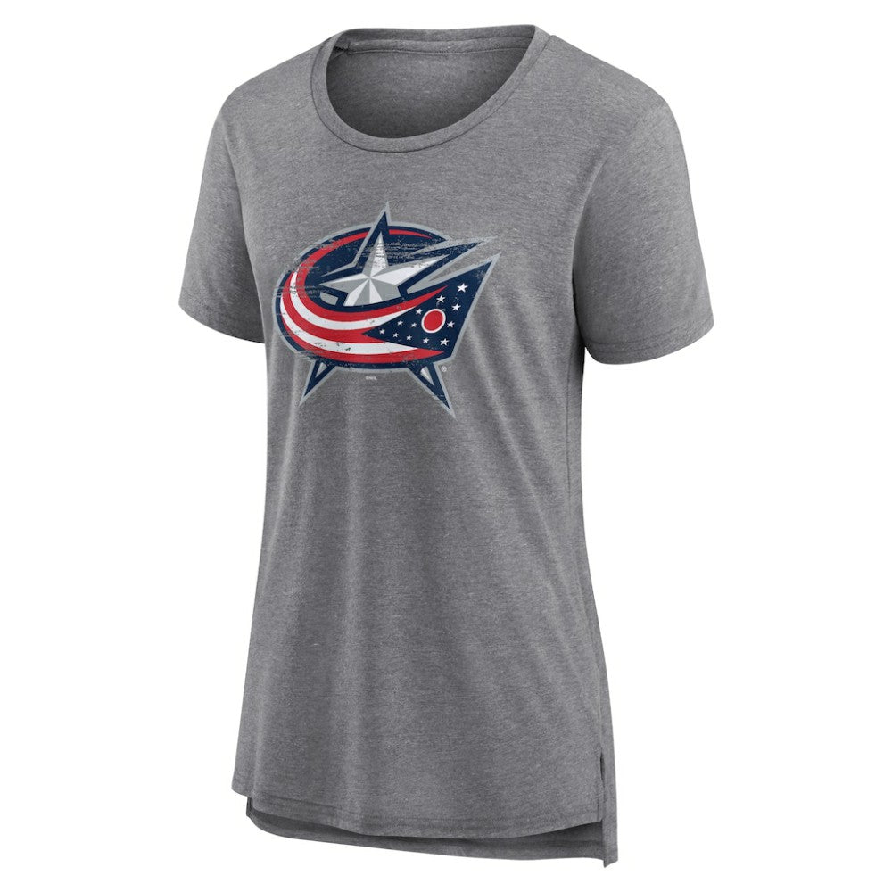 Columbus Blue Jackets Women's Heritage Custom Tri-Blend T-Shirt For Sale