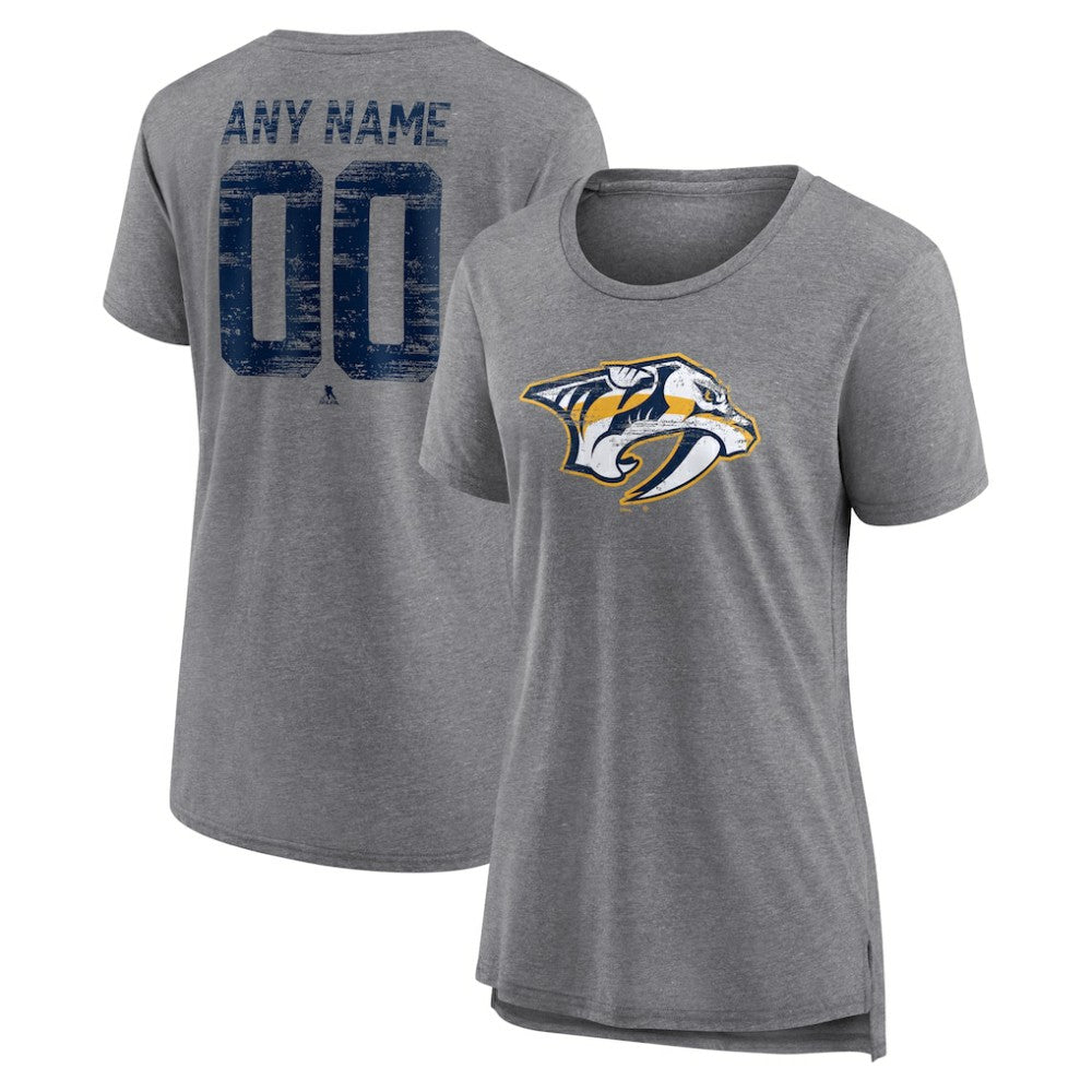 Nashville Predators Women's Heritage Custom Tri-Blend T-Shirt On Sale