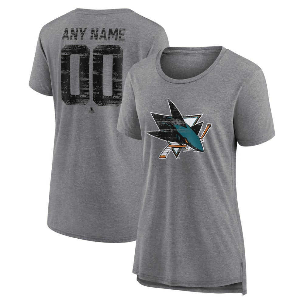 San Jose Sharks Women's Heritage Custom Tri-Blend T-Shirt Online