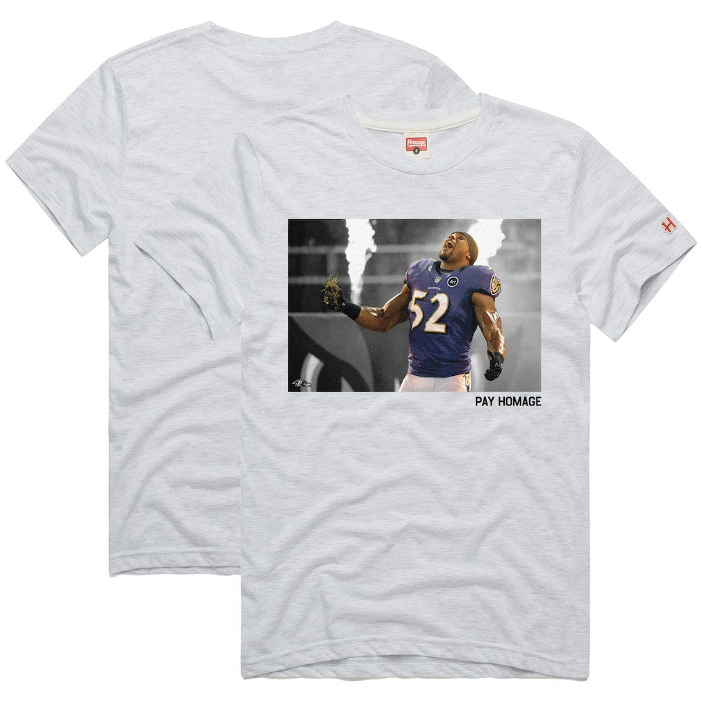 Baltimore Ravens  Ray Lewis  Homage Unisex Pay Homage Tri-Blend T-Shirt