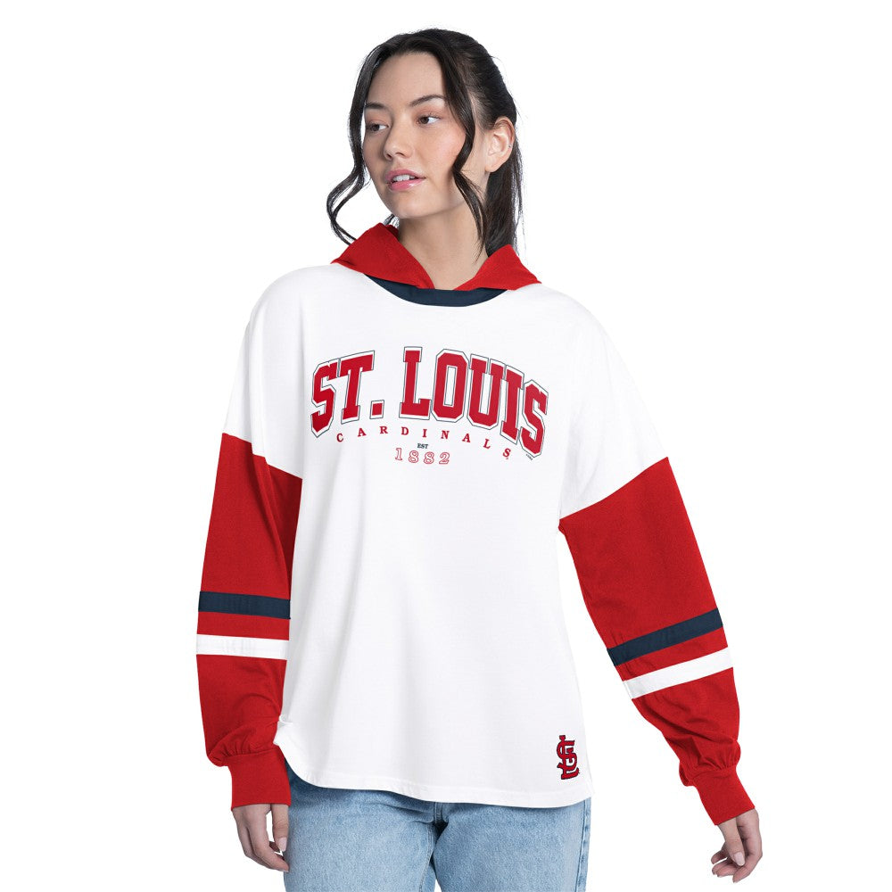 St. Louis Cardinals G-III 4Her by Carl Banks Women's Key Player Oversized Hooded Long Sleeve T-Shirt | MLB US