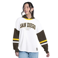 San Diego Padres G-III 4Her by Carl Banks Women's Key Player Oversized Hooded Long Sleeve T-Shirt | MLB Discount