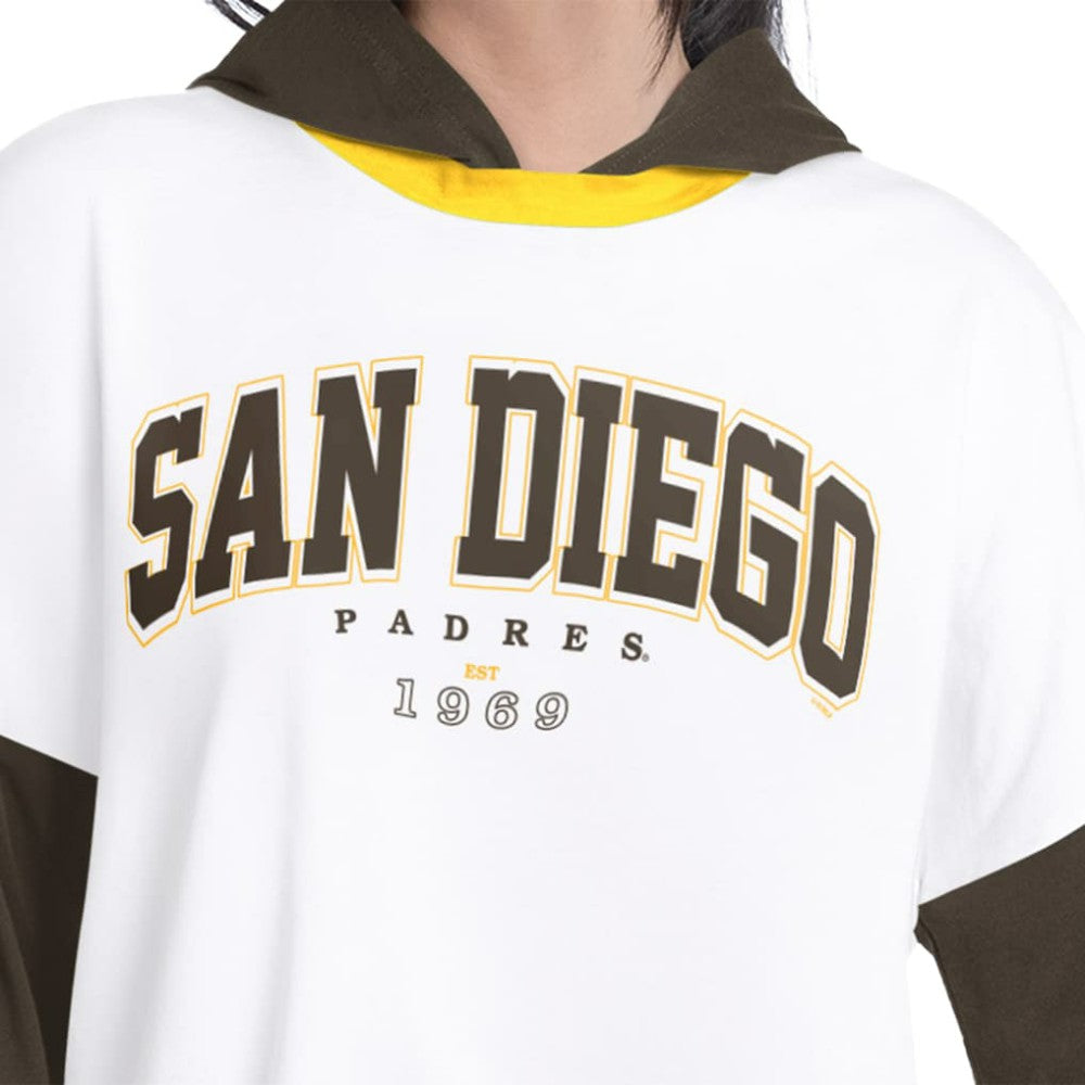 San Diego Padres G-III 4Her by Carl Banks Women's Key Player Oversized Hooded Long Sleeve T-Shirt | MLB Discount