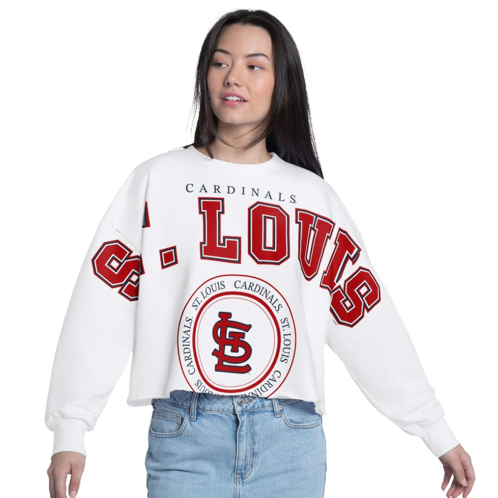 St. Louis Cardinals G-III 4Her by Carl Banks Women's Bleachers Cropped Pullover Sweatshirt | MLB For sale