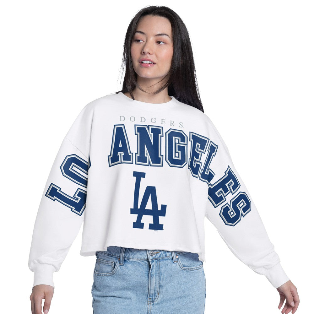 Los Angeles Dodgers G-III 4Her by Carl Banks Women's Bleachers Cropped Pullover Sweatshirt | MLB US