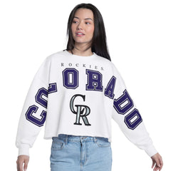 Colorado Rockies G-III 4Her by Carl Banks Women's Bleachers Cropped Pullover Sweatshirt | MLB Outlet