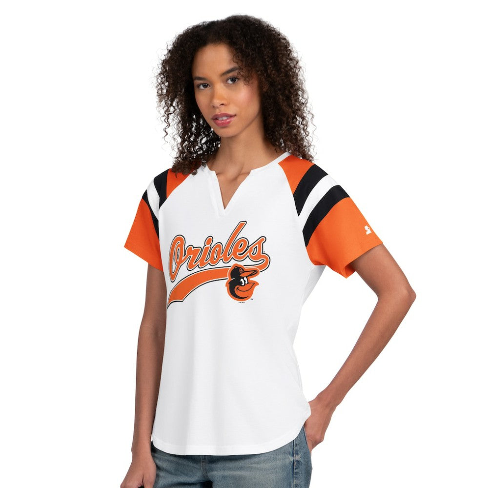 Baltimore Orioles Starter Women's Game On Notch Neck T-Shirt | MLB On Sale