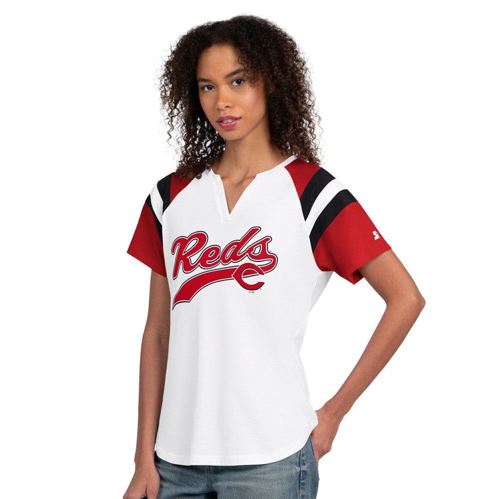 Cincinnati Reds Starter Women's Game On Notch Neck T-Shirt | MLB New