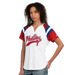 Philadelphia Phillies Starter Women's Game On Notch Neck T-Shirt | MLB New
