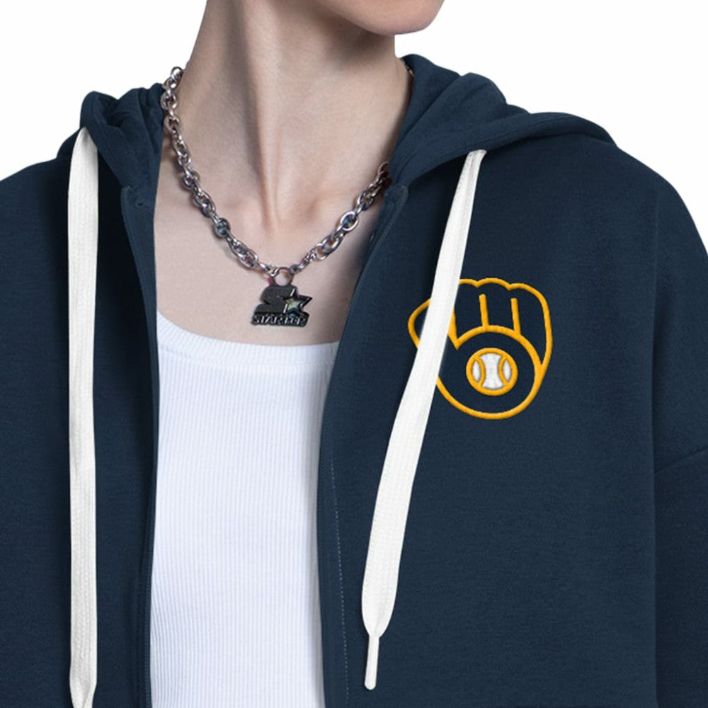 Milwaukee Brewers Starter Women's Wishbone Full-Zip Hoodie | MLB Shop