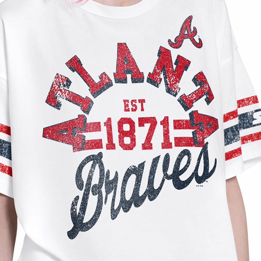 Atlanta Braves Starter Women's Cropped Hurry Up Offense T-Shirt | MLB Discount
