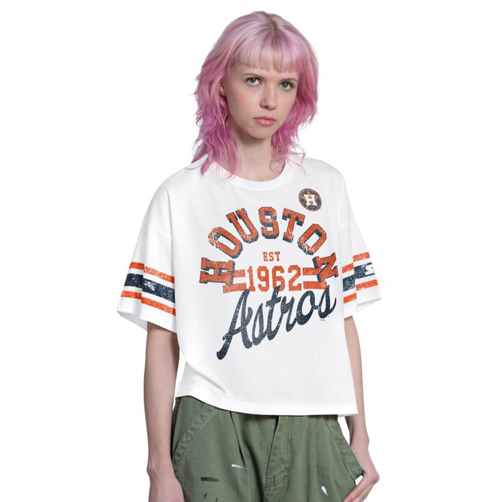 Houston Astros Starter Women's Cropped Hurry Up Offense T-Shirt | MLB Discount