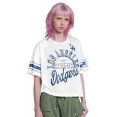 Los Angeles Dodgers Starter Women's Cropped Hurry Up Offense T-Shirt | MLB Outlet