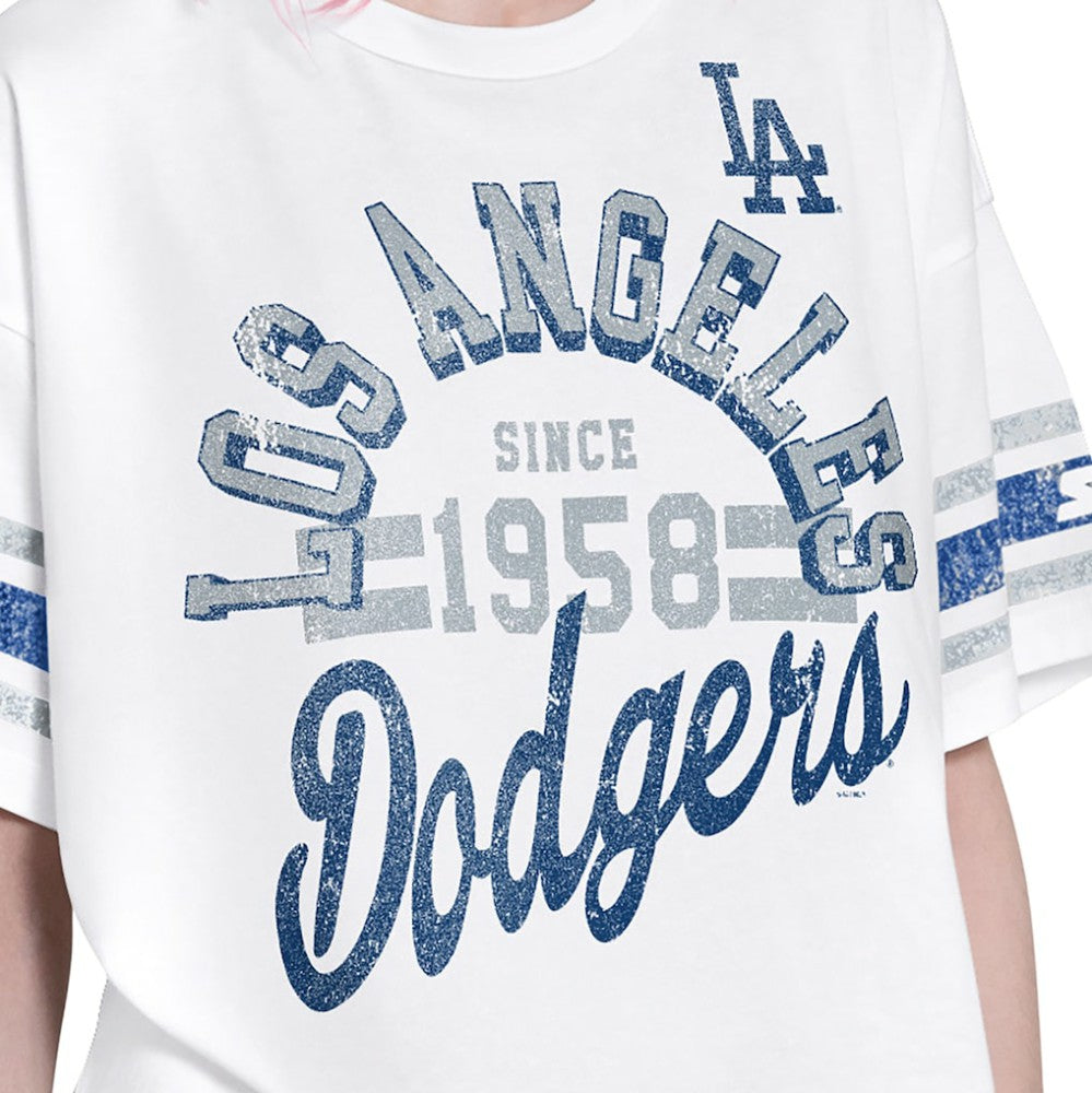 Los Angeles Dodgers Starter Women's Cropped Hurry Up Offense T-Shirt | MLB Outlet