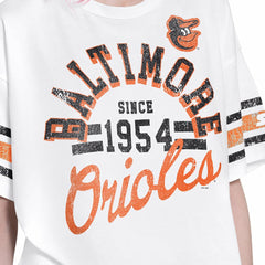 Baltimore Orioles Starter Women's Cropped Hurry Up Offense T-Shirt | MLB Outlet