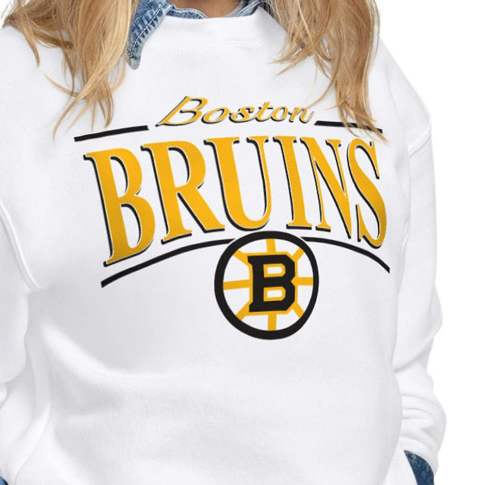Boston Bruins Starter Women's Arch Stripe Fleece Sweatshirt Discount