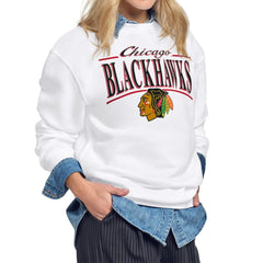 Chicago Blackhawks Starter Women's Arch Stripe Fleece Sweatshirt Outlet