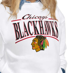 Chicago Blackhawks Starter Women's Arch Stripe Fleece Sweatshirt Outlet