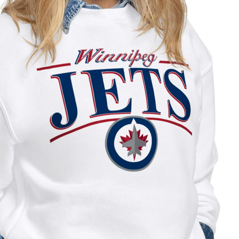 Winnipeg Jets Starter Women's Arch Stripe Fleece Sweatshirt On Sale